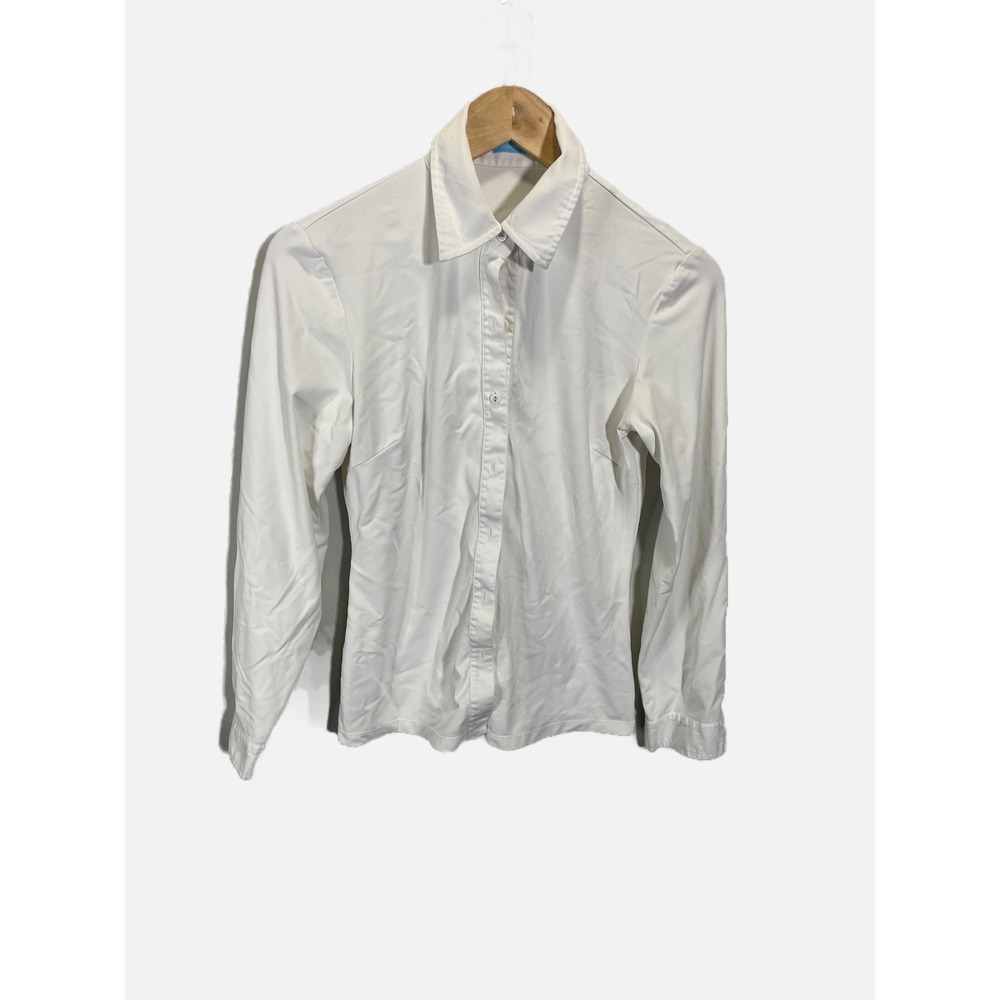 J.McLaughlin Button Down Women Small White Stretch Long Sleeve Preppy Workwear